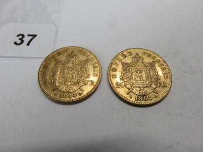 Gold coins - France - Lot of 2 x 20 Francs...