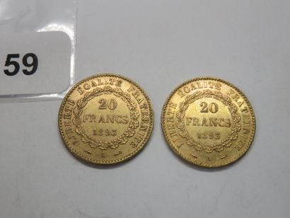 Gold coins - France - Lot of 2 x 20 Francs...