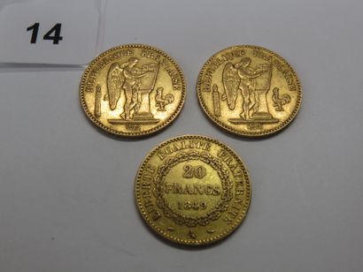 Gold coins - France - Lot of 3 x 20 Franc...