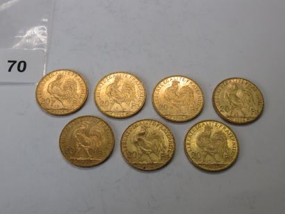 Gold coins - France - Lot of 7 x 20 Francs...