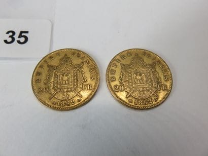 Gold coins - France - Lot of 2 x 20 Francs...