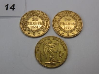 Gold coins - France - Lot of 3 x 20 Franc...