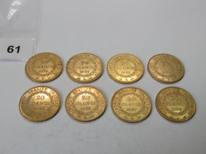 Gold coins - France - Lot of 8 x 20 Francs...