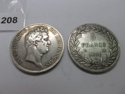 Coins - France - Lot of 2 x 5 Francs Louis-Philippe...