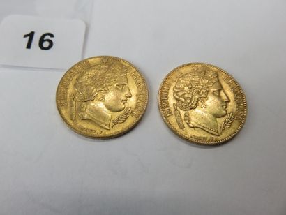 Gold coins - France - Lot of 2 x 20 Francs...
