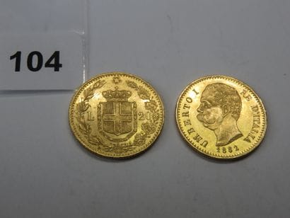 Gold coins - Italy - Lot of 2 x 20 Lire Umberto...
