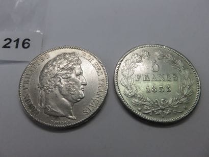 Coins - France - Lot of 2 x 5 Francs Louis-Philippe...