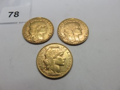 Gold Coins - France - Lot of 3 x 20 Francs...