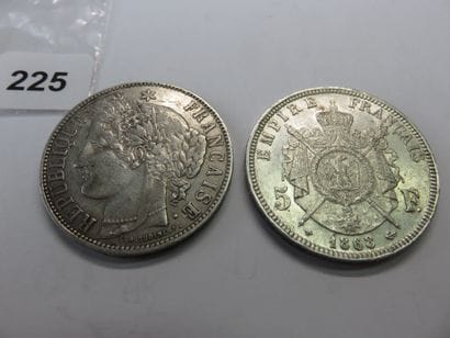 Coins - France - Lot of 2 x 5 Francs in silver,...