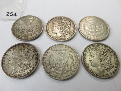 Monnaies - USA - Lot de 6 x 1 Dollar Morgan...