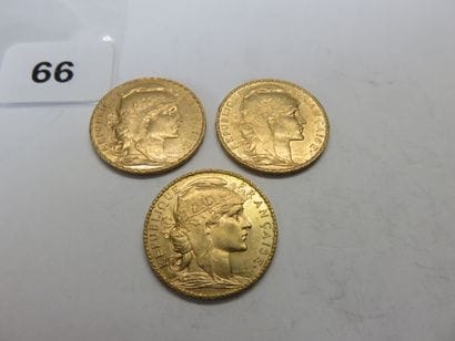 Gold coins - France - Lot of 3 x 20 Francs...