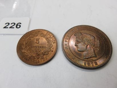 Coins - France - Lot of 2 bronze Ceres coins,...