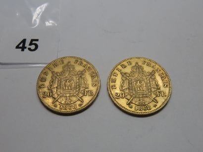 Gold coins - France - Lot of 2 x 20 Francs...