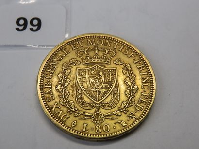 Gold coin - Sardinia (House of Savoy) - 80...