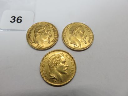 Gold coins - France - Lot of 3 x 20 Francs...