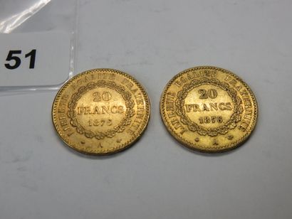 Gold coins - France - Lot of 2 x 20 Francs...
