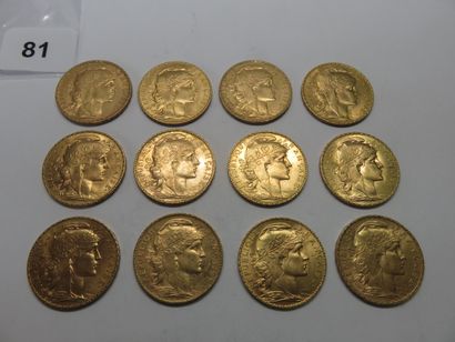 Gold coins - France - Lot of 12 x 20 Francs...