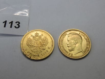 Gold coins - Russia - Lot of 2 coins, 5 Rubles...