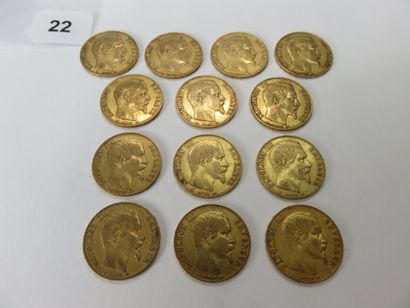 Gold coins - France - Lot of 13 x 20 Francs...