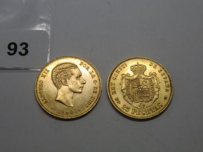 Gold coins - Spain - Lot of 2 x 25 Pesetas...