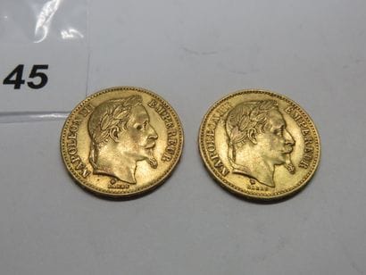 Gold coins - France - Lot of 2 x 20 Francs...