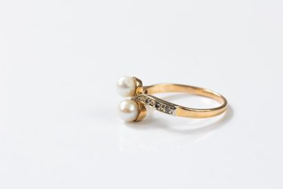 toi et moi ring set with two cultured pearls...