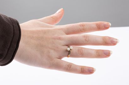 toi et moi ring set with two cultured pearls...