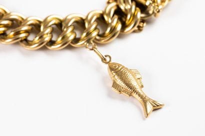 Solid bracelet in yellow gold, American mesh,...