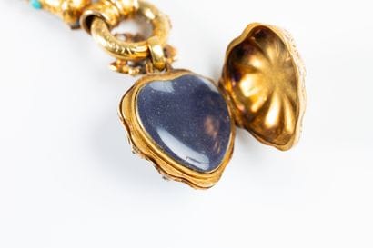 Exceptional Victorian gold serpentine necklace...