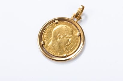 Yellow gold pendant adorned with a 20-franc...