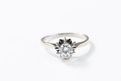 White gold solitaire ring set with a brilliant-cut...