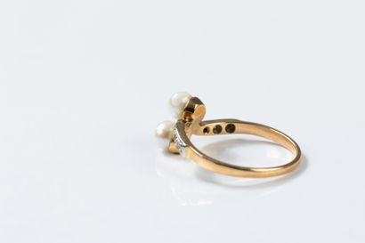 toi et moi ring set with two cultured pearls...