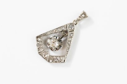 Hexagonal gold and platinum Art Deco pendant...