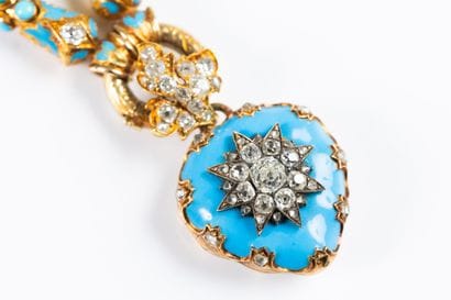 Exceptional Victorian gold serpentine necklace...