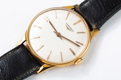 LONGINES circa 1965 
Gold-plated wristwatch,...