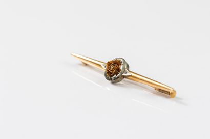 Colored gold barrette brooch centered on...