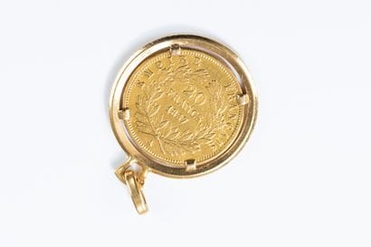 Yellow gold pendant adorned with a 20-franc...