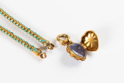 Exceptional Victorian gold serpentine necklace...