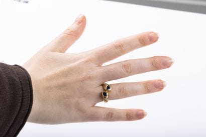 toi et moi yellow gold ring set with two...