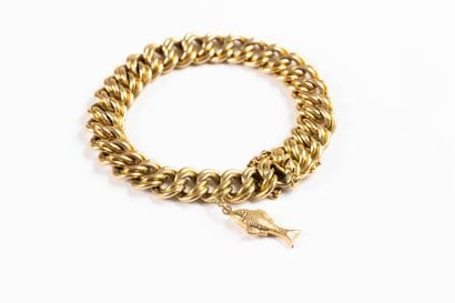 Solid bracelet in yellow gold, American mesh,...