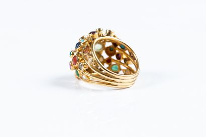Openwork ring entirely set with fine and...