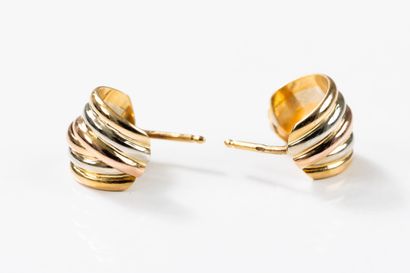 Pair of creole-shaped earrings in colored...