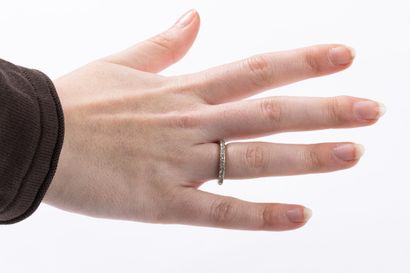 American wedding band set with brilliant-cut...