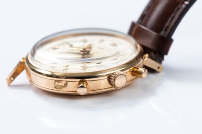 LIP circa 1960. 
Gold chronograph wristwatch,...