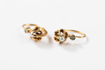 Pair of gold sleeper earrings centered on...