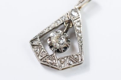Hexagonal gold and platinum Art Deco pendant...