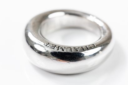 CHAUMET 
Large white gold band ring inscribed...