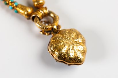 Exceptional Victorian gold serpentine necklace...