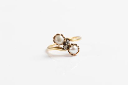 toi et moi ring in yellow gold set with two...