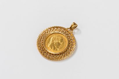 Yellow gold pendant adorned with a 20-franc...
